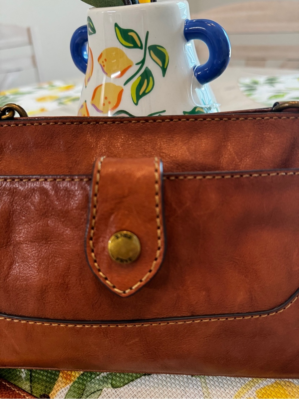 Frye Lucy Cognac Leather Crossbody Organizer Bag - Picture 8 of 16